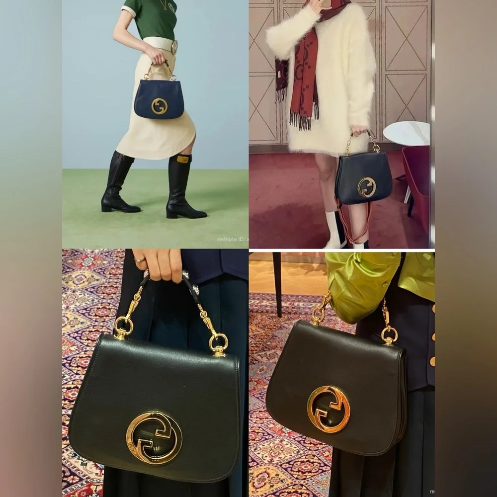 Gucci Blondie Black Leather Top Handle Bags - Picture 15 of 16